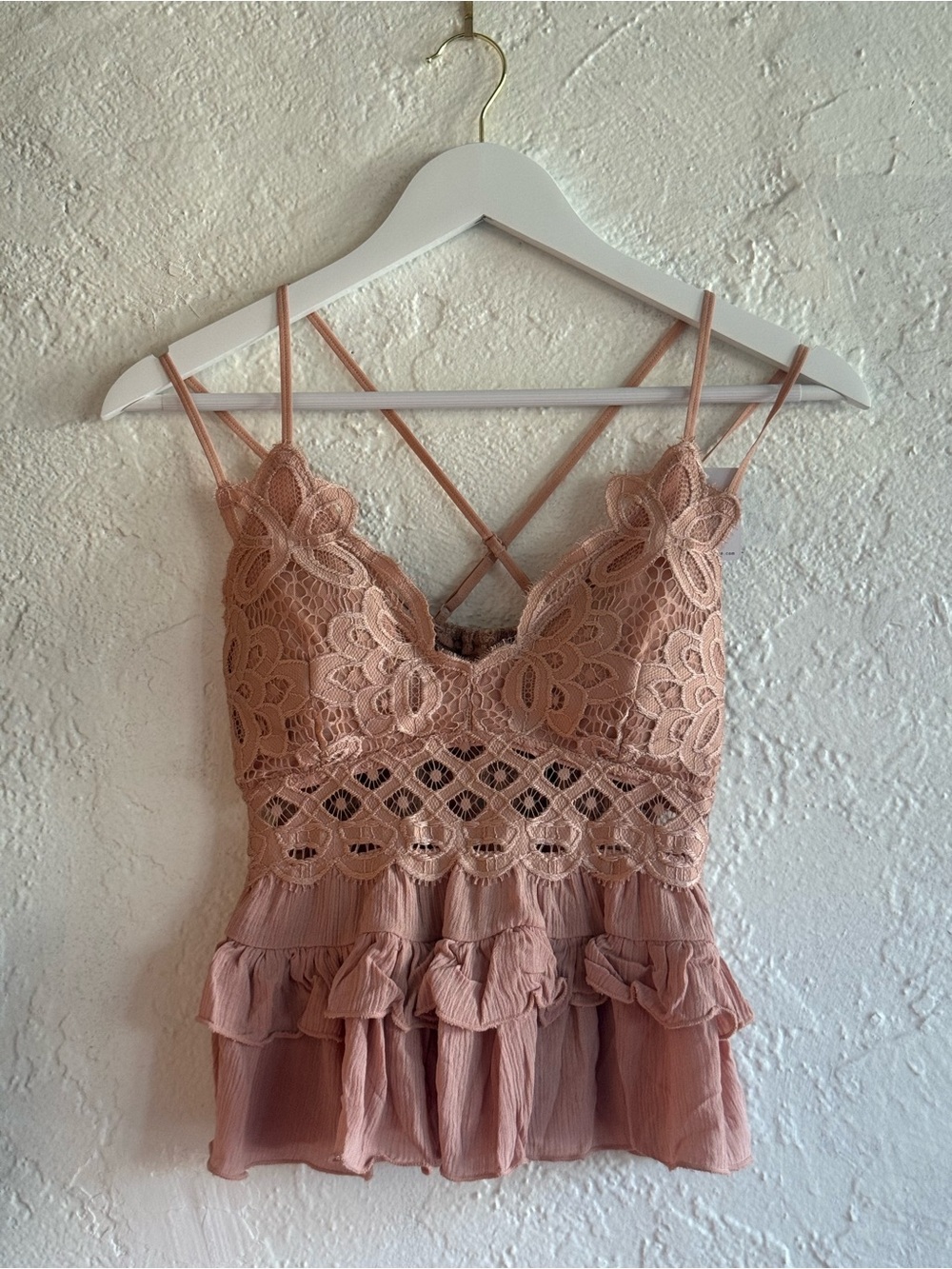 Pink Cami Lace Ruffled Tank Top - Picture 2 of 3